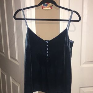Velvet blue button top